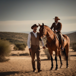 hombre que monta a caballo, en la campiña andaluza, con el torso desnudo. Debe llevar el torso desnudo. Solo lleva pantalón de típico traje campero de torero