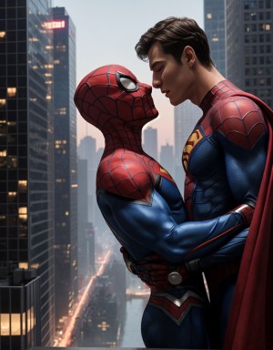 Spider-Man y Superman en un momento íntimo