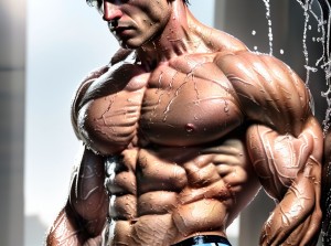 (masterpiece), (high resolution), (ultra realistic photography:1.3), RAW photo, dynamic lighting, close-up shot, POV angle, focus on wet fabric clinging to muscular bodies, detailed texture of soaked clothing, visible outlines of bulges, athletic men, defined abs, broad shoulders, V-shaped torsos, water droplets glistening on skin, intense expressions, short styled hair, realistic anatomy, masculine features, subtle sheen of sweat, cinematic look, professional photography, 85mm lens, DSLR quality