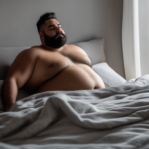 hombre sumiso peludo gordito en la cama