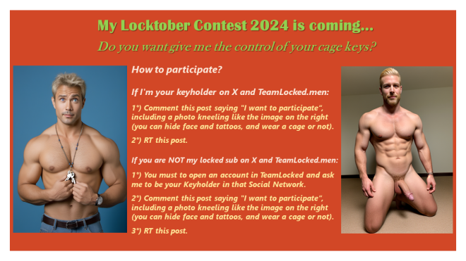 Xtudr - Jaulas de castidad Quieres participar de mi concurso durante el Locktober? Entra a mi twitter (@rugbyunion8) y sigue las instrucciones que están en mi pinned tweet. Aquí te las anticipo.